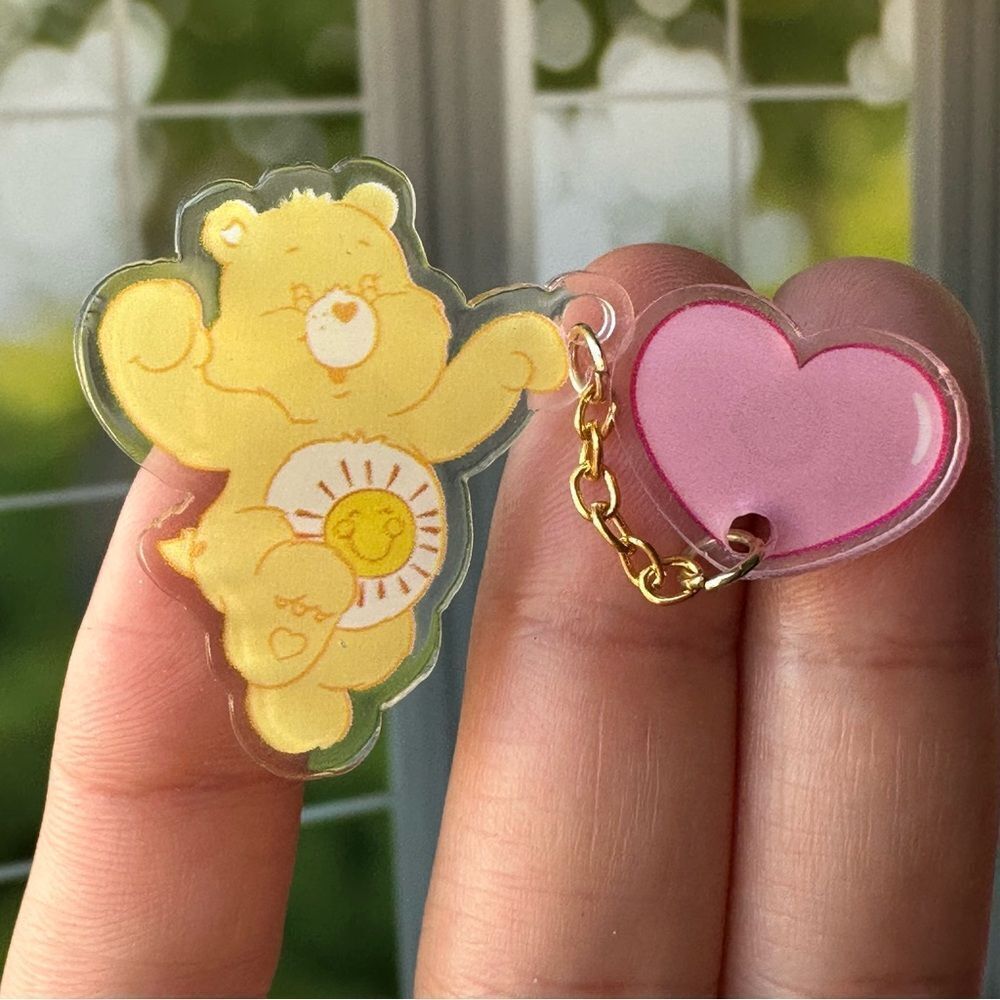 Sunshine Yellow Bear Heart Acrylic Pin/ Brooch